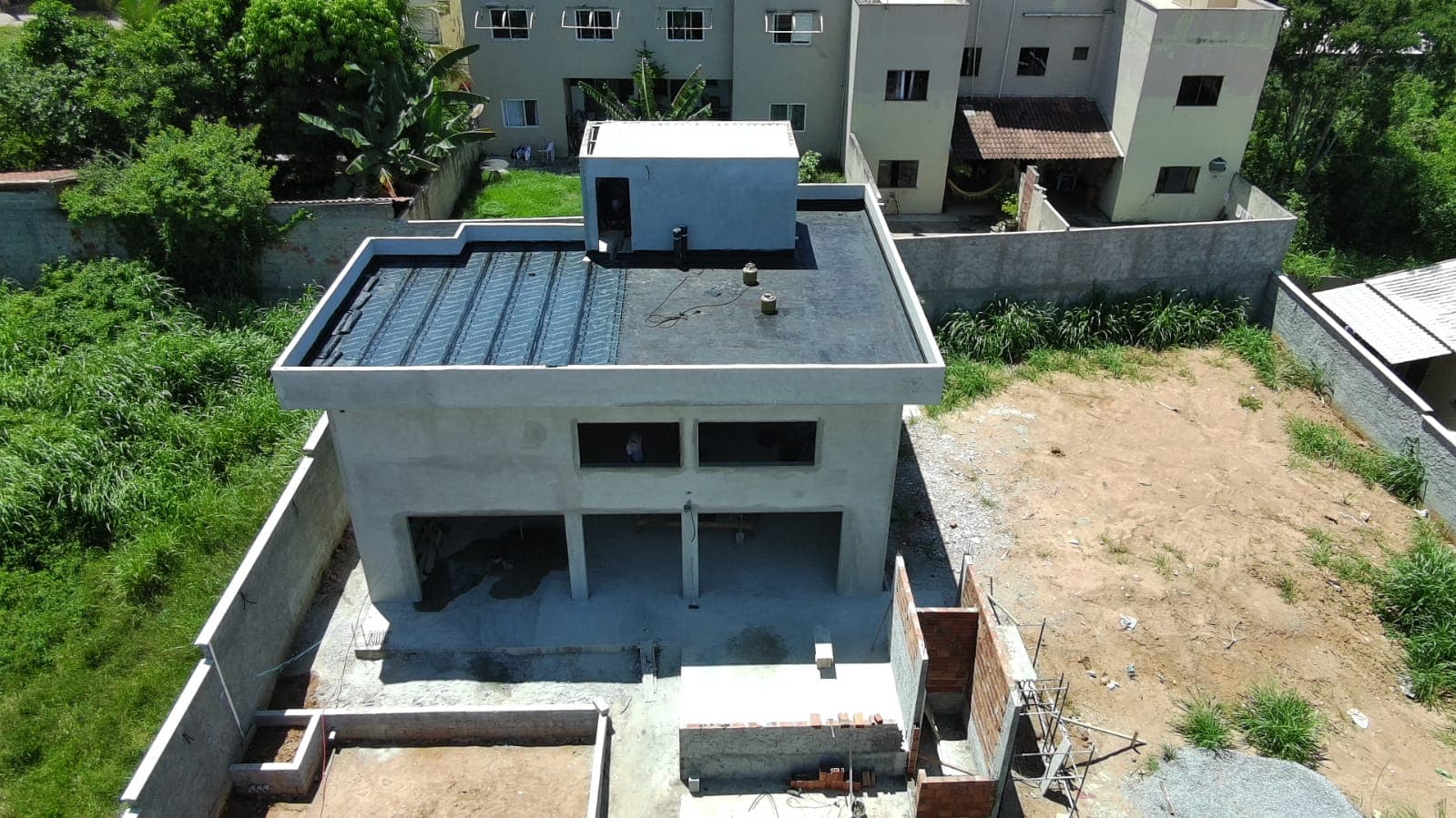 Residência em construção, vista aérea